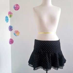 LUCCI winter polka dot bow lace mini skirt
